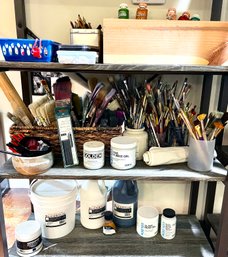 Fantastic Art Lot Including Oil & Acrylic Paints, Charcoal, Brushes, Chalk, & More!