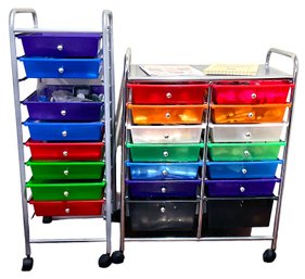 2 Art Storage Units Full Of Acrylic Paint & Supplies! Contents Included!