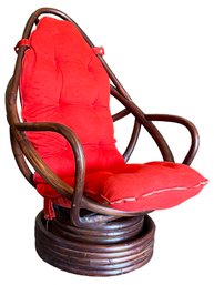 Mid-century Rattan Bali Rocking Swivel Chair