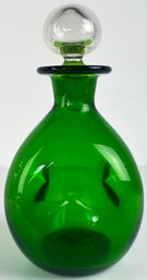 Vintage Bischoff Emerald Green Pinched Glass Decanter