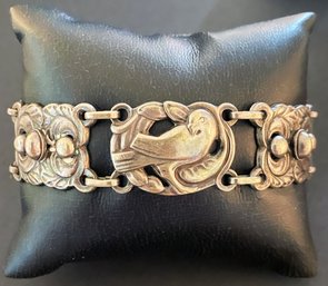 Genuine Norseland Sterling Link Bracelet With Bird Motif