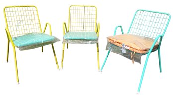 3 NEW Vintage Patio Chairs With New Cushions
