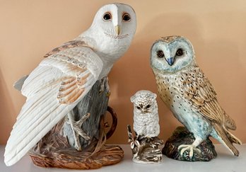 3 Owl Figurines Including Beswick England, Franklin Mint, And Cyrus