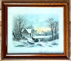 Beautifully Framed Vintage William Henry Chandler Winter Scene Print