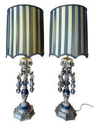 2 Large Bejeweled Table Lamps