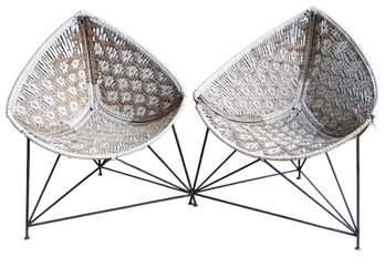 2 Triangular Jute Woven Lounge Chairs