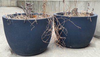 2 Grey Outdoor Planter Pots