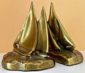 Vintage Brass Sailboat Bookends