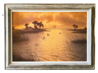 Large Original Painting Ducks On Lake Painting By John Shaeffer
