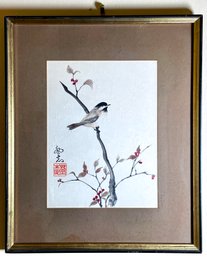 Chickadee By Toshi Peterson, Original Japanese Watercolor