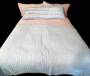 Sanctuary King Cotton Quilt , 2 King Shams (inserts Not Included), & Plush Body Pillow