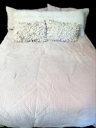 Luxurious Pink King Comforter With King Shams (inserts Not Included), Plush Cream Body Pillow, & More