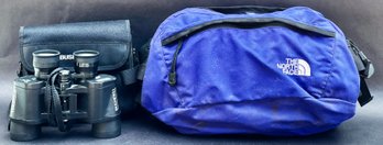 Vintage The North Face Adventure Bag & Bushnell Binoculars