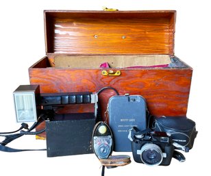 Camera With  Wood Case