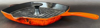 Le Creuset Orange Square Cast Iron Grill Skillet & Panini Press