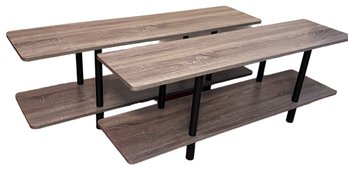2 Wood Grain Finish Shelf Tables