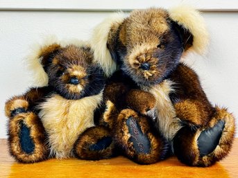 Pair Of Stuffed Mink Teddy Bears Commissioned By Seller