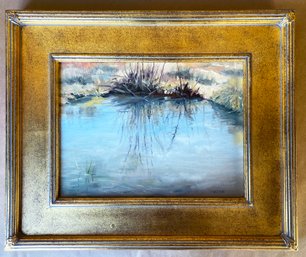 'Pond Reflections' Oil Painting Signed By Colroado Artist J. Gaedtke