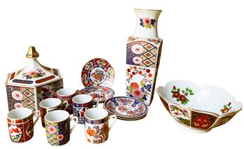 Demi-tasse Tea Set With Saucers (6), Serving Bowl, Flower Vase