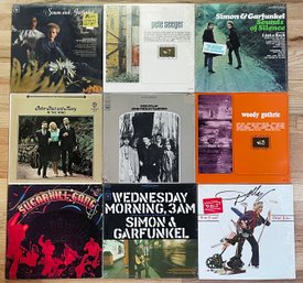 9 Folk Essentials LP Vinyl Records- Bob Dylan, Simon & Garfunkel, Peter Paul & Mary, Dolly Parton & More!