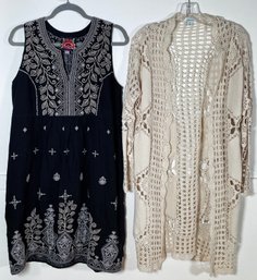 Johnny Was Embroidered Sundress & Crocheted Sundance Sweater