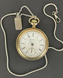 Antique Rochford Pocket Watch With Sterling Chain & Sterling Necklace