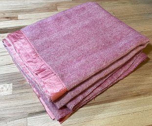 Vintage Kenwood Wool Pink Herringbone Blanket