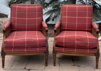 Pair Of Caned Wing Back Chairs