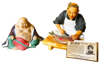 2 Japanese Hand Painted Hakata Dolls