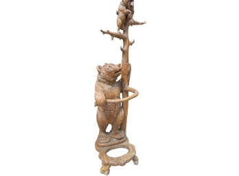 Exceptional & Beautifully Carved Wood Bear Hall Tree