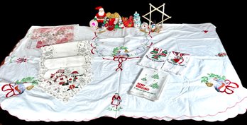 Christmas Decor Including 12 Days Of Christmas Tablecloth, Cross-stitch Linens, Tree Ornaments & More!