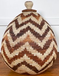 Lovely Woven Natural Fiber Egg Basket, Handmade In Botswana