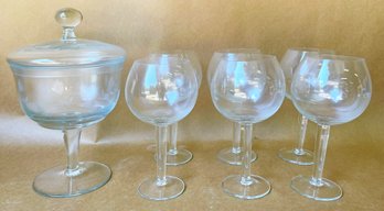 6 Bubble Wine Glasses, Trifle Glass Serving Bowl With Lid, Bowl 6' Diameter