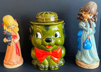 Vintage Figurines And Cookie Jar