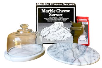 Truffle Slicer, Marble Cheese Platter, Round Marble Serving Tray With Glass Lid