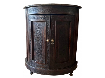 Antique Half Round Hand Carved Cabinet