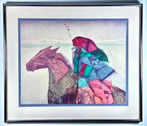 Veloy Vigil (American 1931-1997), Signed Art Print, Woman On Horseback