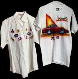 Vintage Airbrush Corvette T-shirt And Destination Patch Button Up