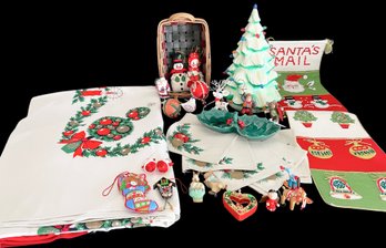 Vintage Christmas Including Linens, Ornaments, & More