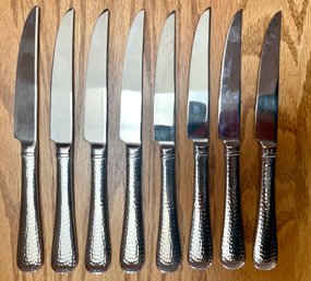 8 Heritage Mint Old English Hammered Steak Knives By Reed & Barton