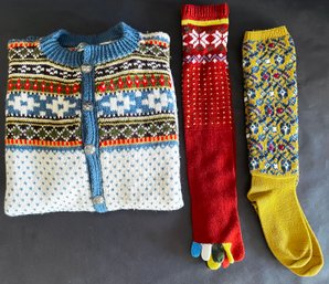 Gorgeous Norsk Husflid Wool Cardigan Sweater & Socks