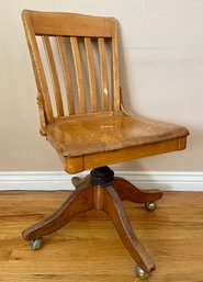 Vintage Wood Rolling Desk Chair