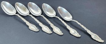 5 Vintage Monogrammed Sterling Silver Serving Spoons