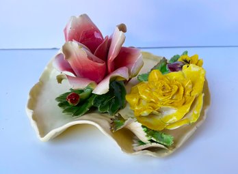 Capodimonte Ceramiche Beautifully Detailed Flower Porcelain Art Piece