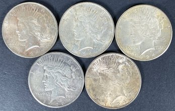 5 Silver Peace Dollars 1924-1926