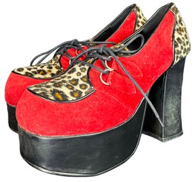 Demonia Red & Leopard Creeper Heels