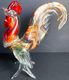 Large Art Glass Rooster