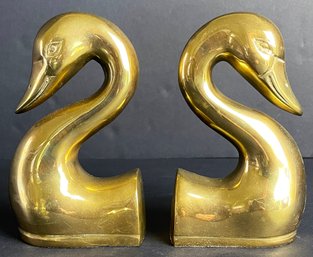 Sweet Brass Swan Bookends