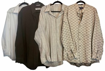 4 Men's High End Shirts, One Medium, Three Large