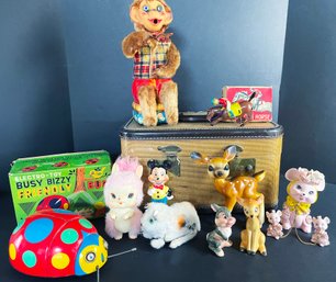 Great Collection Of Vintage Toys Including Working Jockey, Snake In A Can, & More